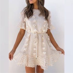 Pinkblush Cream Textured Mini Dress